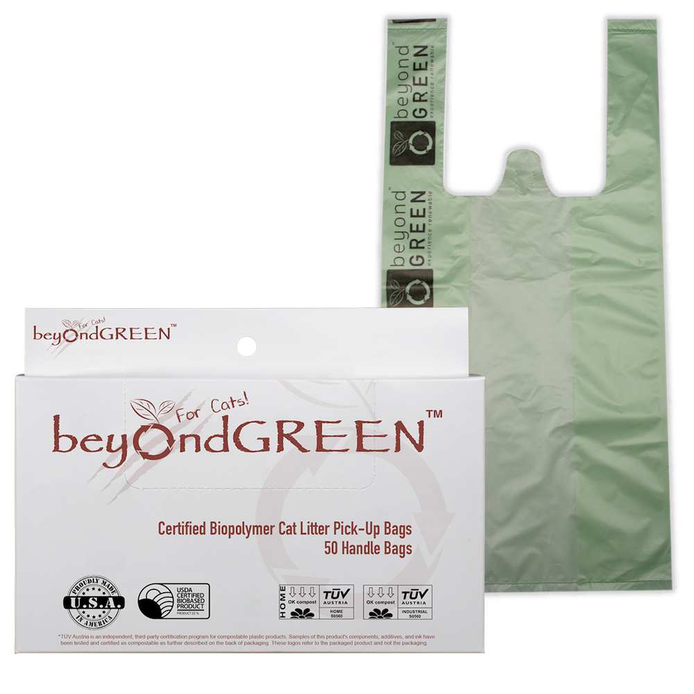 Regular Plant-Based Cat Litter Pick-Up Bags with Handles - 50 Bags
