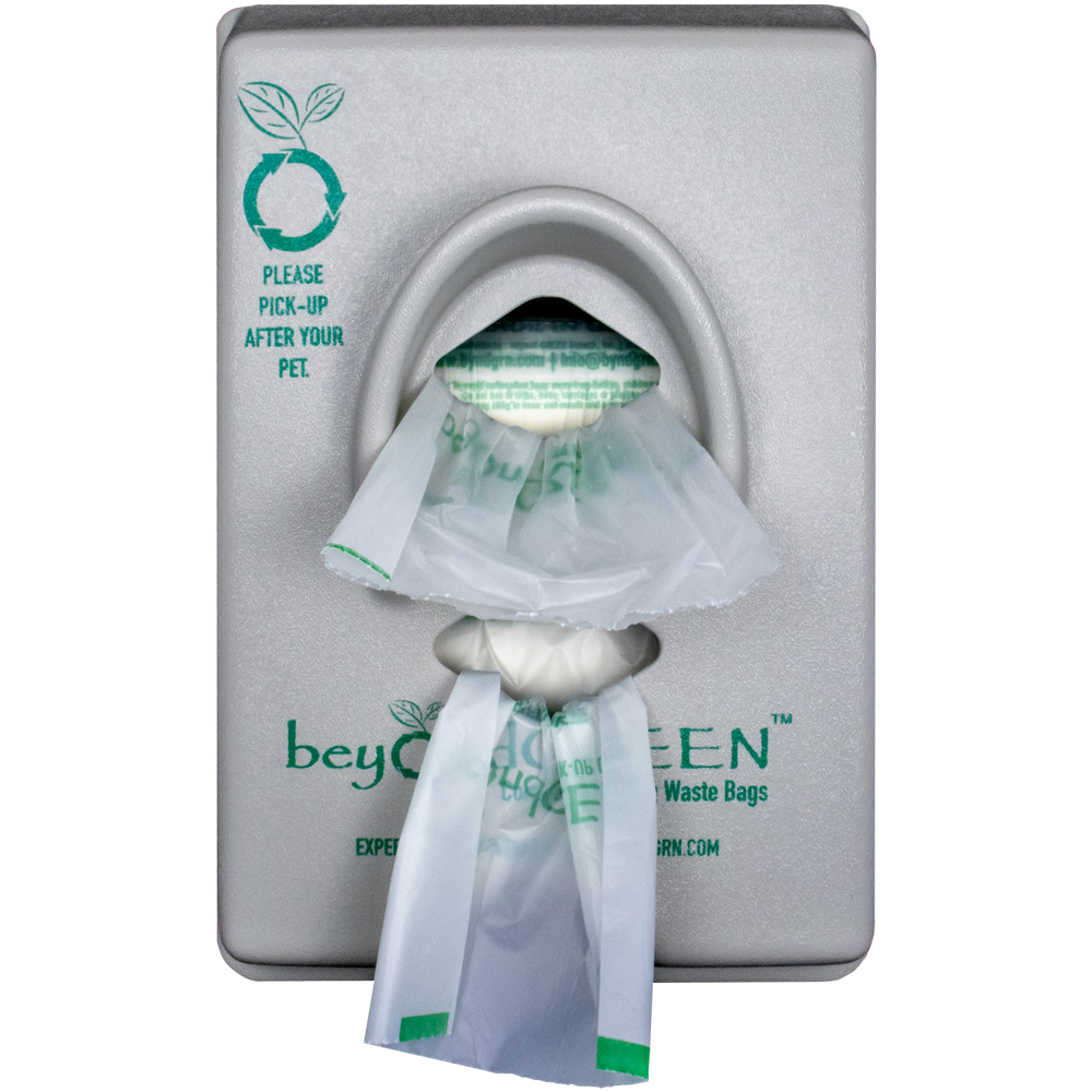beyondGREEN Dog Waste Bag Dispenser – Wall & Pole Mount – Standard Roll Compatible, Front-Load