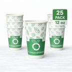 beyondGREEN Aqueous Paper Cups – 12 oz / 16 oz | Hot & Cold Use | Made in USA | 25 CT