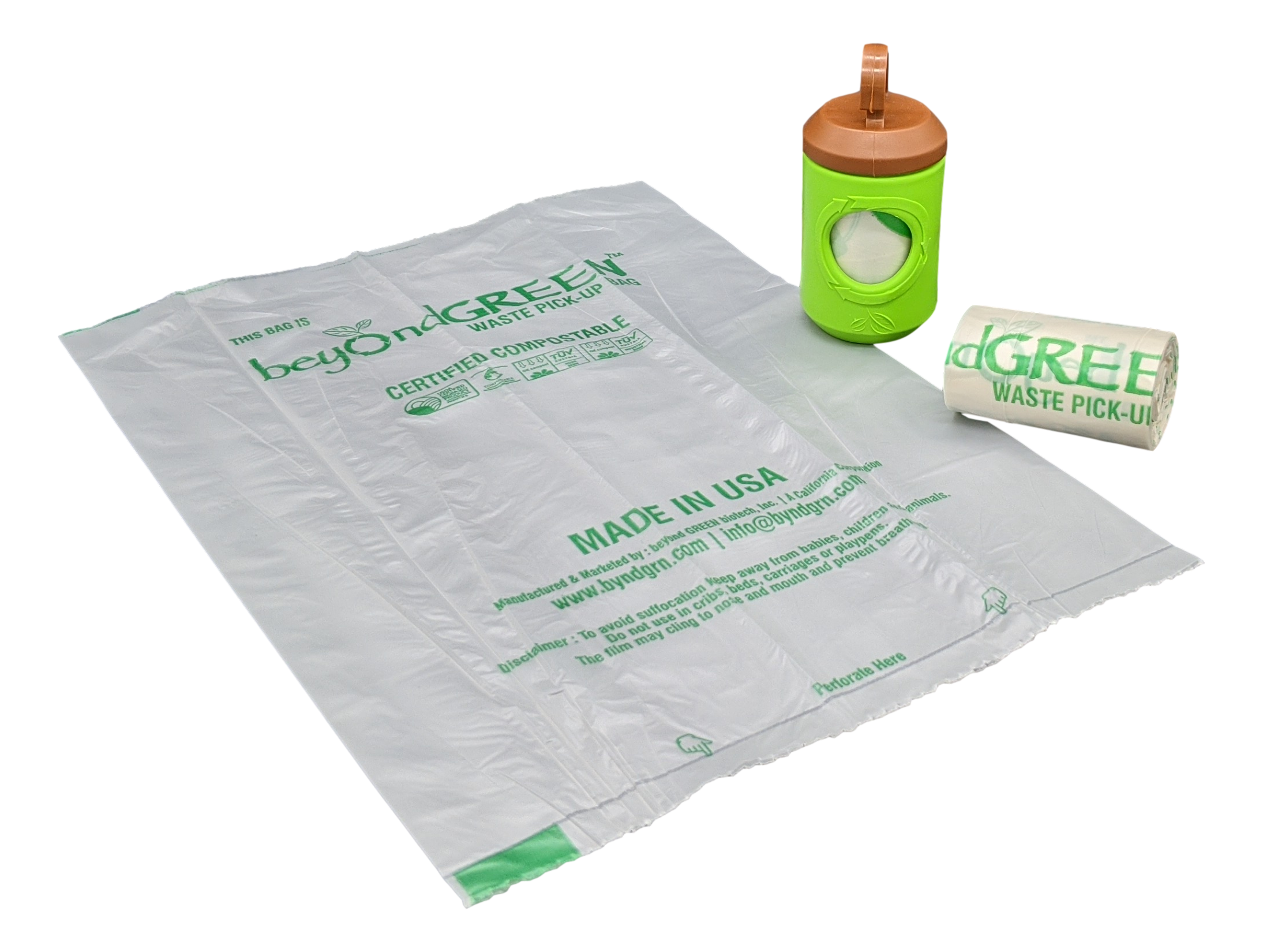 beyondGREEN Dog Poop Bag Leash Dispenser – Clip-On Holder Fits Standard Rolls – Durable & Portable