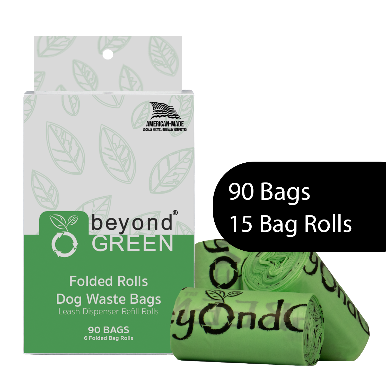 Dog Waste Bags – Green Folded Rolls (Multi-Pack Sizes)