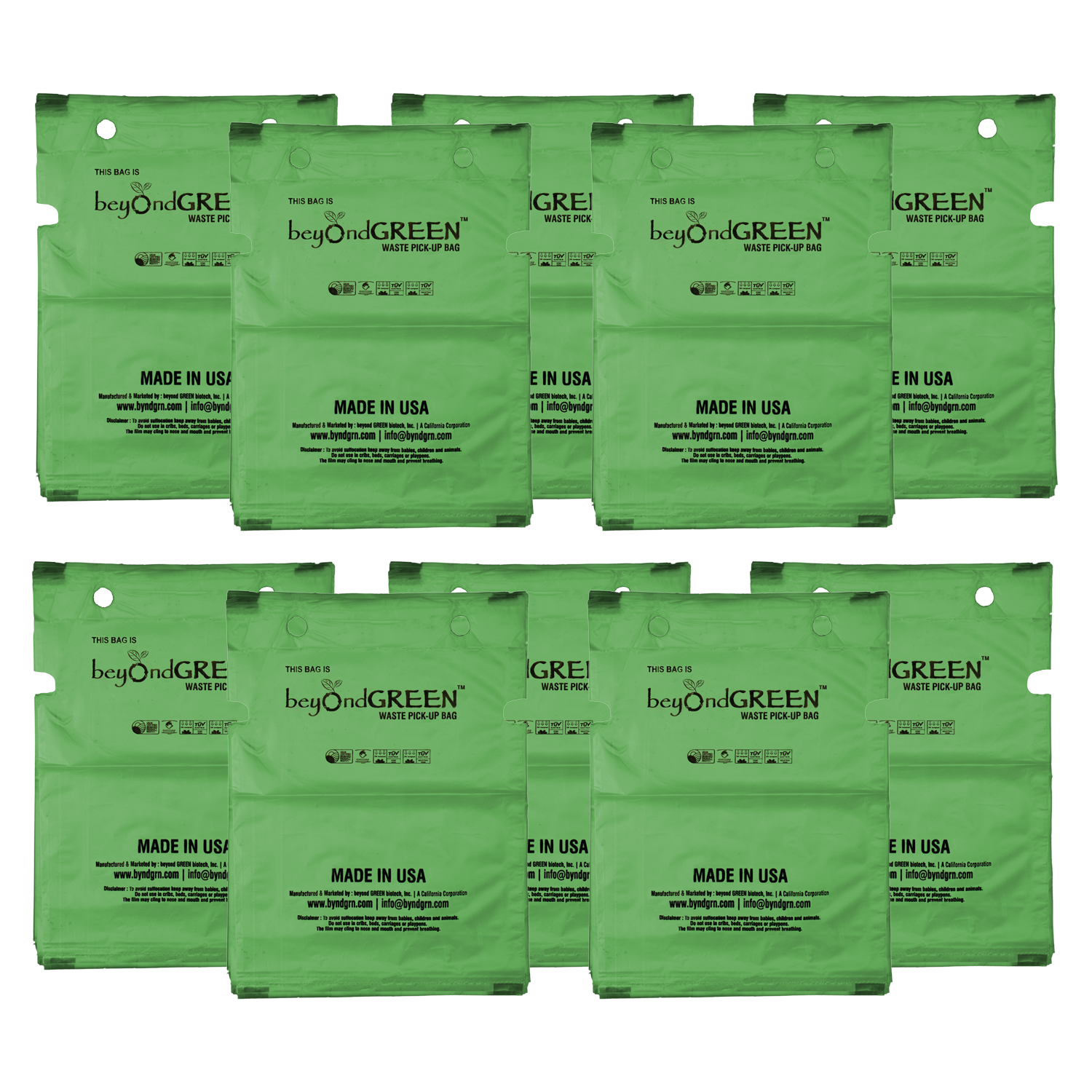 beyondGREEN Dog Waste Bags – Single-Pull Dispenser Refill Pack (100 Bags) – Made in USA, Leak-Resistant, One Bag at a Time