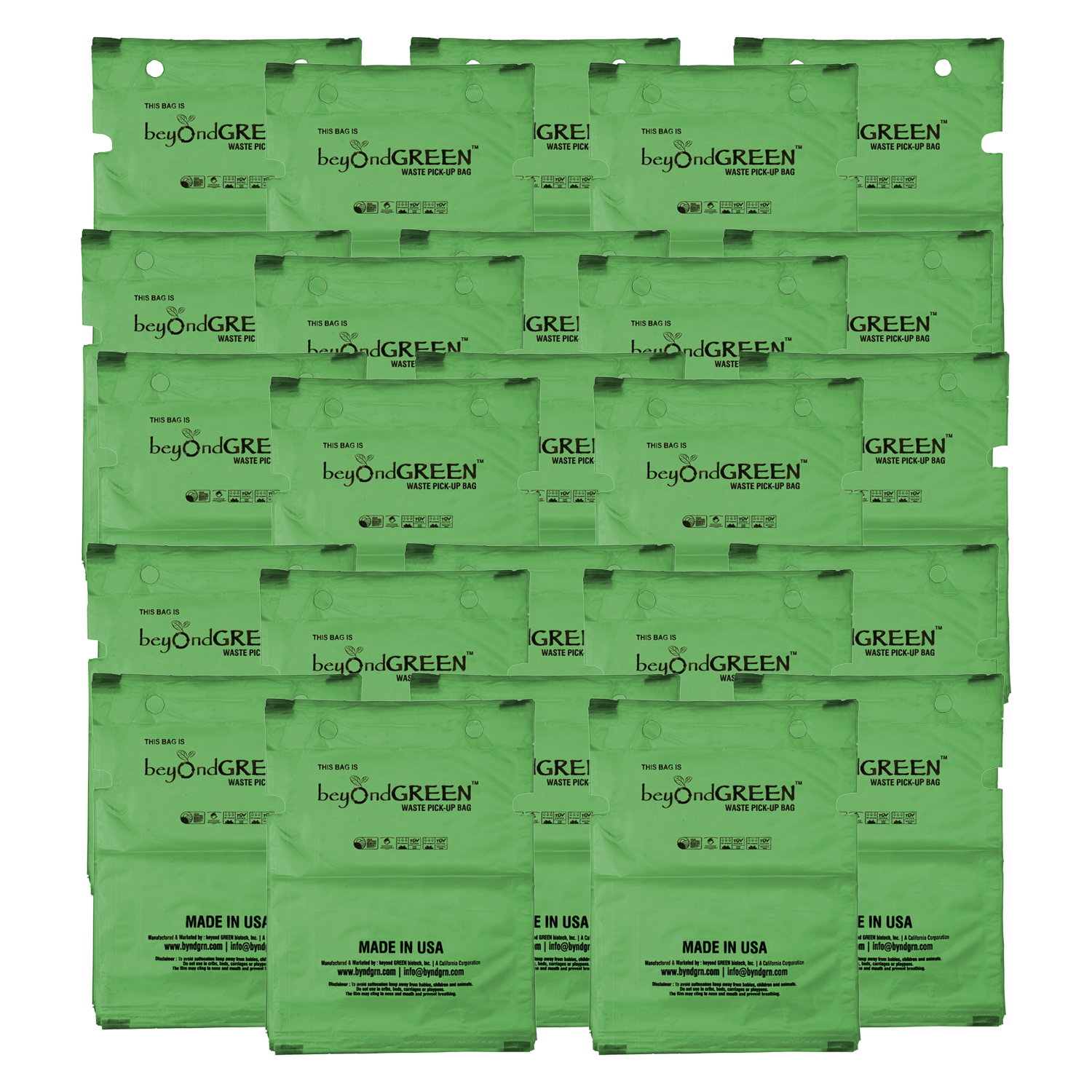 beyondGREEN Dog Waste Bags – Single-Pull Dispenser Refill Pack – Made in USA, Leak-Resistant, One-At-A-Time Dispensing (100 Bags per Pack)