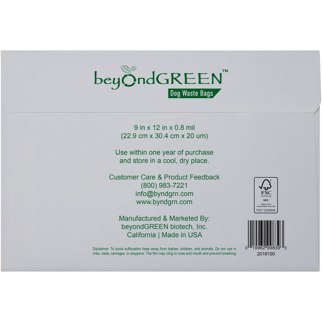 beyondGREEN Dog Waste Bags – Single-Pull Dispenser Refill Pack – Made in USA, Leak-Resistant, One-At-A-Time Dispensing (100 Bags per Pack)
