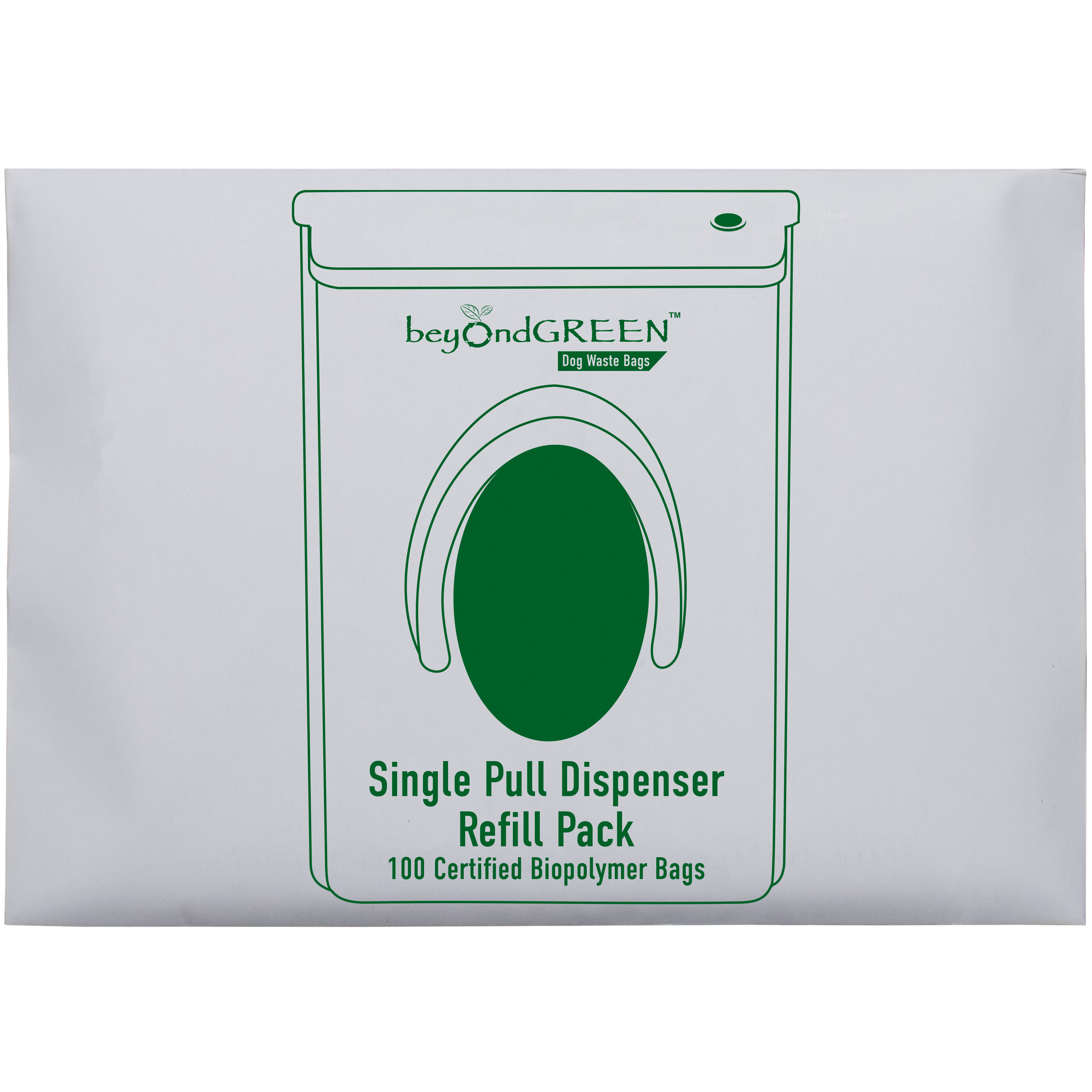 beyondGREEN Dog Waste Bags – Single-Pull Dispenser Refill Pack (100 Bags) – Made in USA, Leak-Resistant, One Bag at a Time