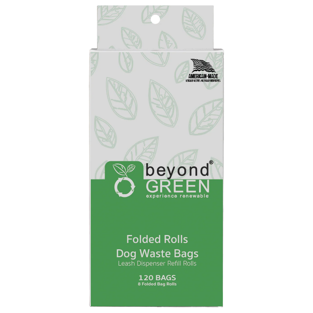 beyondGREEN Dog Waste Bags – Folded Rolls – Made in USA, Leak-Resistant, Extra-Strong