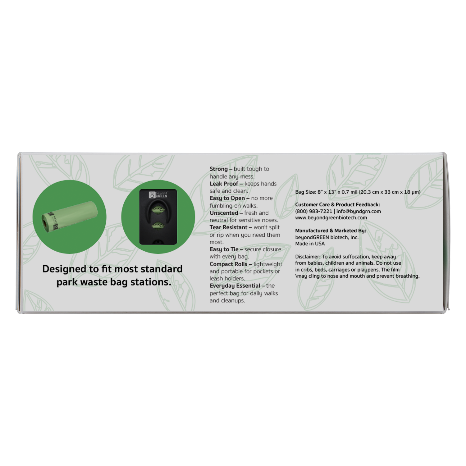 Dog Waste Bags Refill Roll for Park Dispenser - 200 Bags on Roll