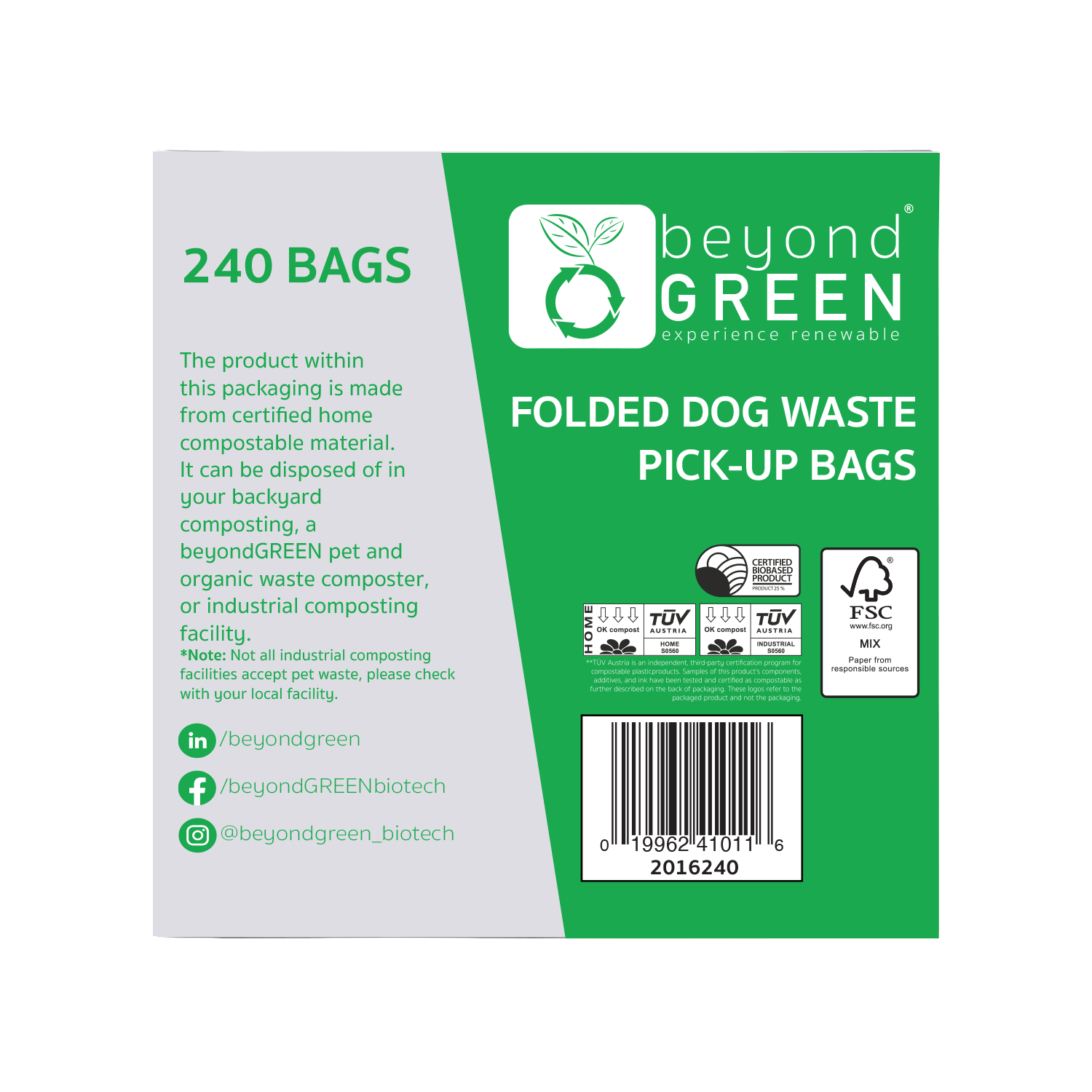 240 Count - Dog Poop Bags – Leak-Proof, Durable, Plant-Based Materials