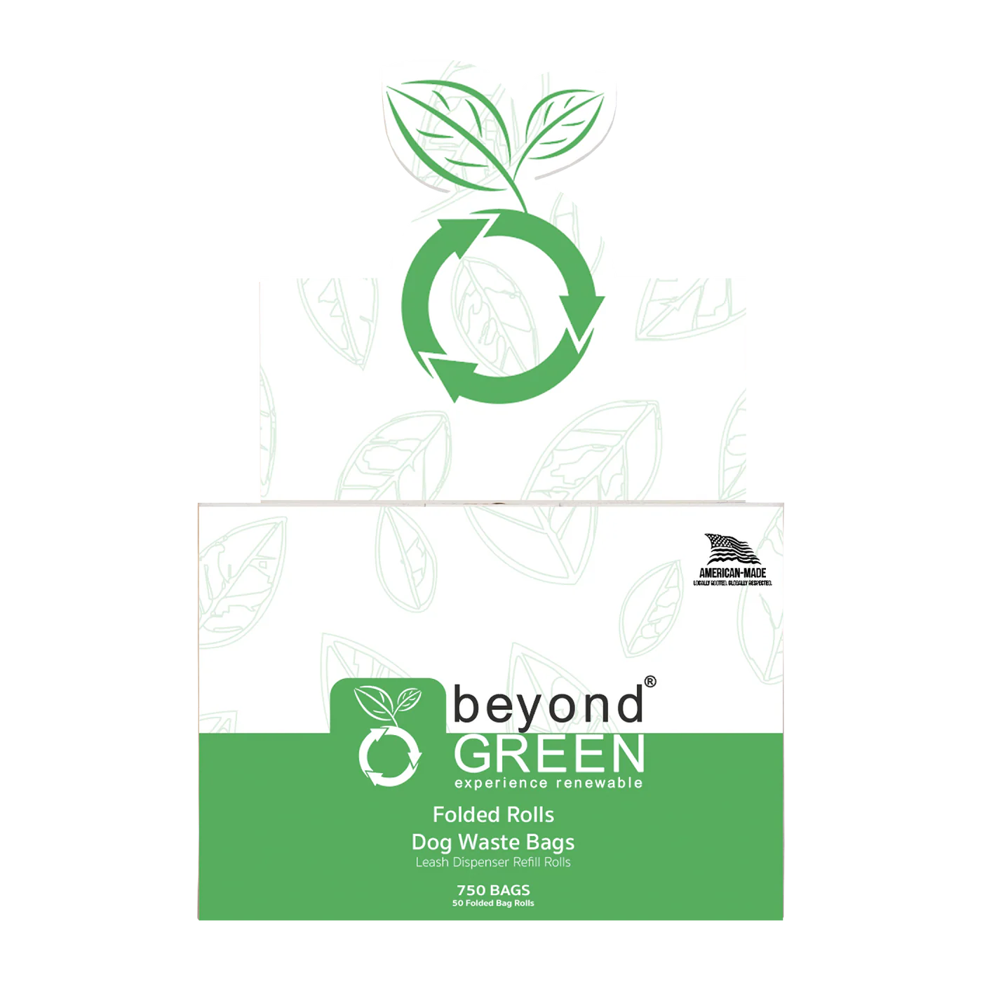 beyondGREEN Dog Waste Bags – Folded Rolls – Made in USA, Leak-Resistant, Extra-Strong