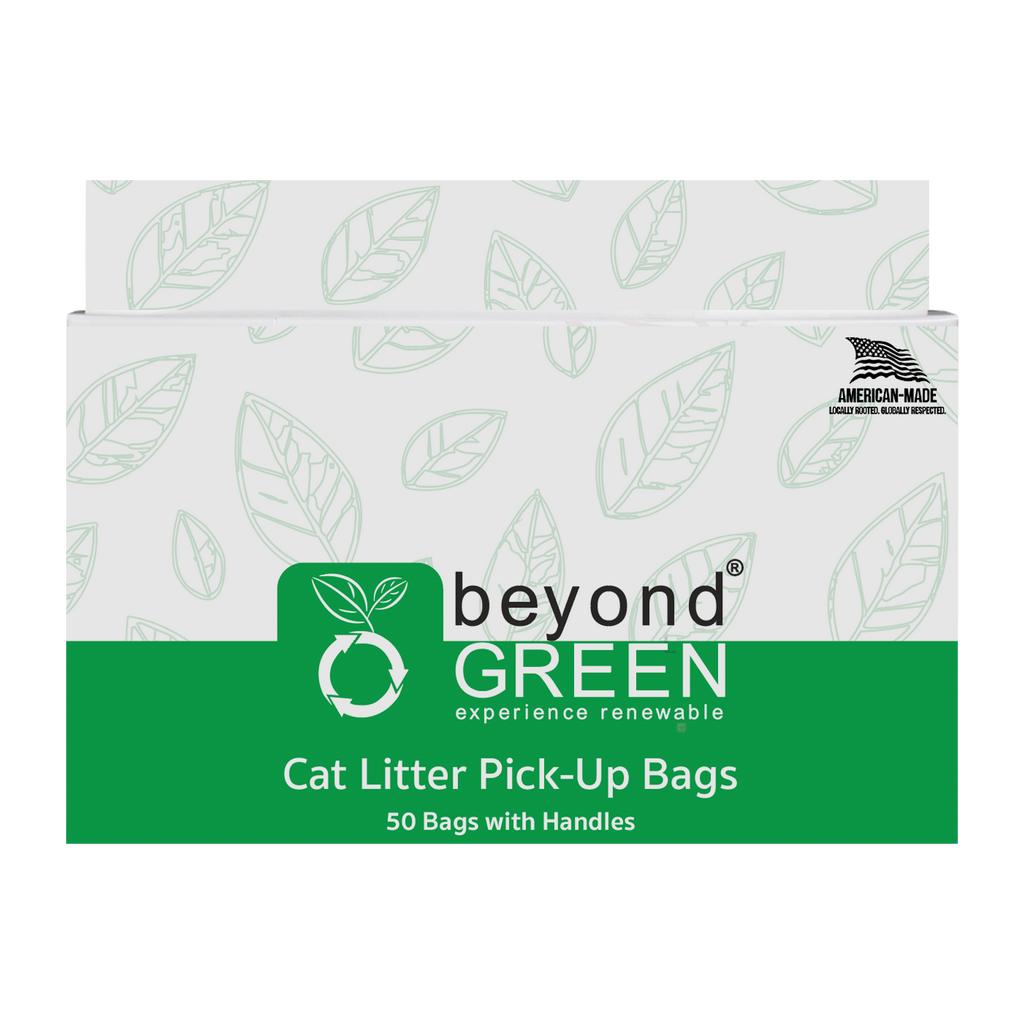 beyondGREEN Cat Litter Bags with Handles – Made in USA, Leak-Resistant & Easy-Tie