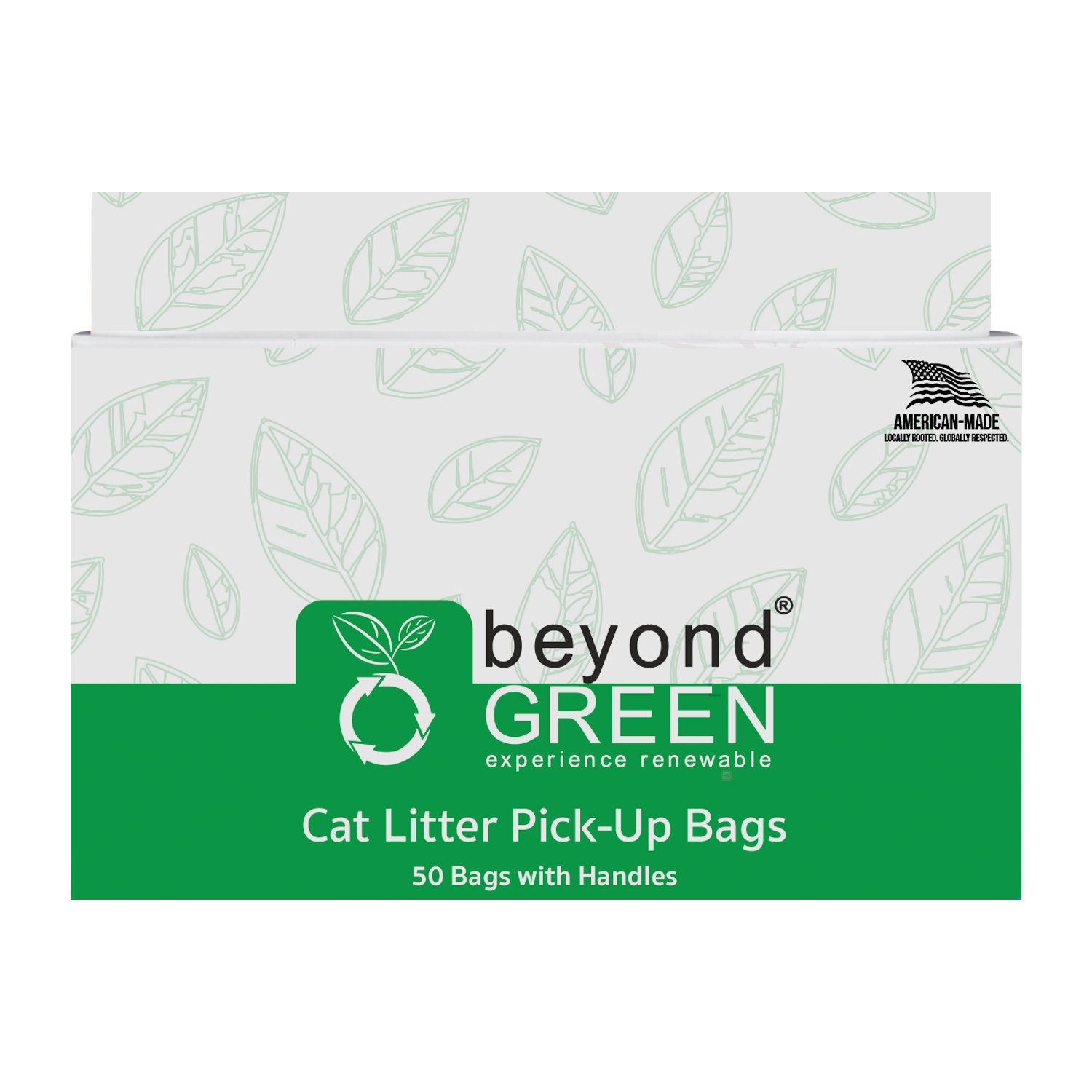 beyondGREEN Cat Litter Bags with Handles – Made in USA, Leak-Resistant & Easy-Tie