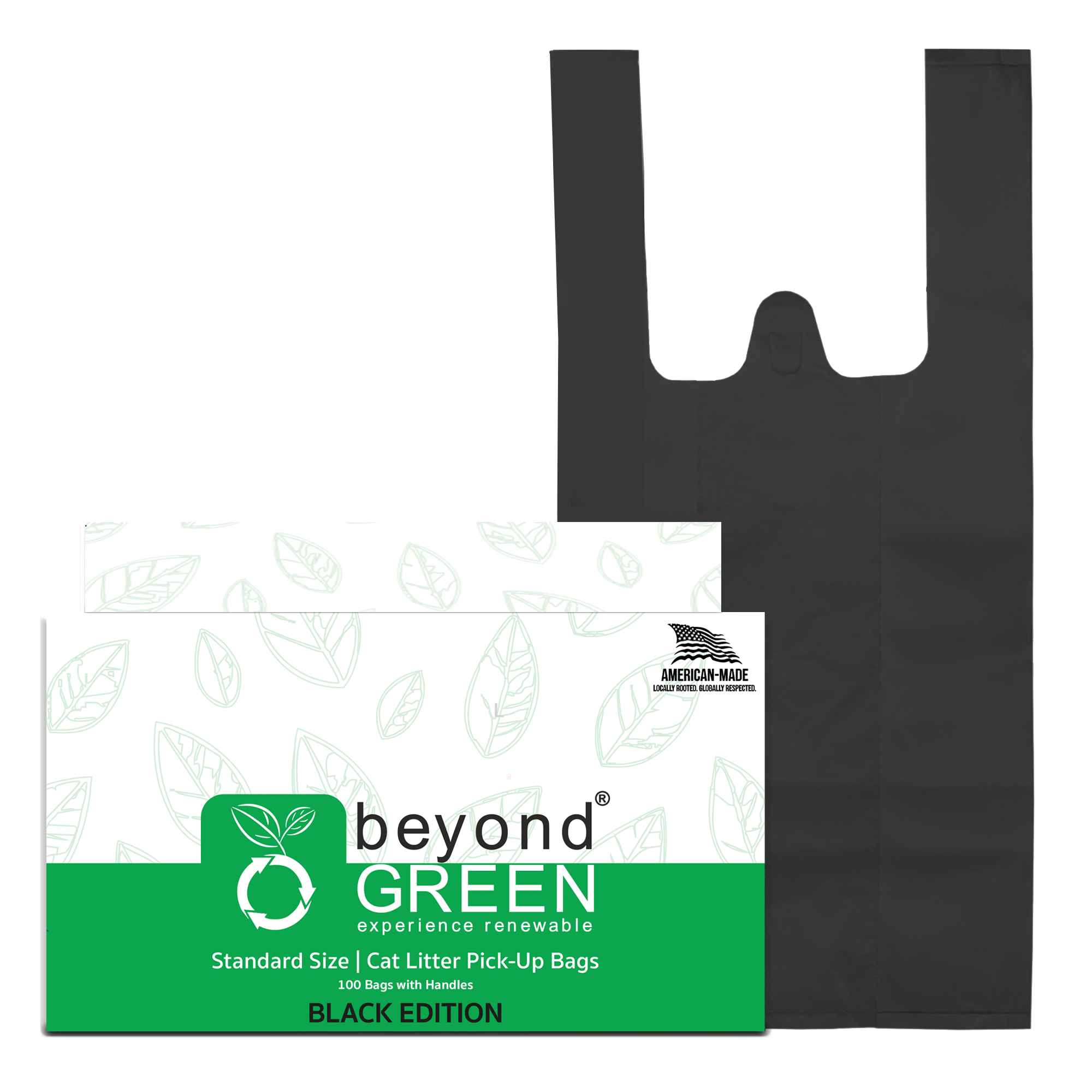 beyondGREEN Cat Litter Bags with Handles – Made in USA, Leak-Resistant & Easy-Tie