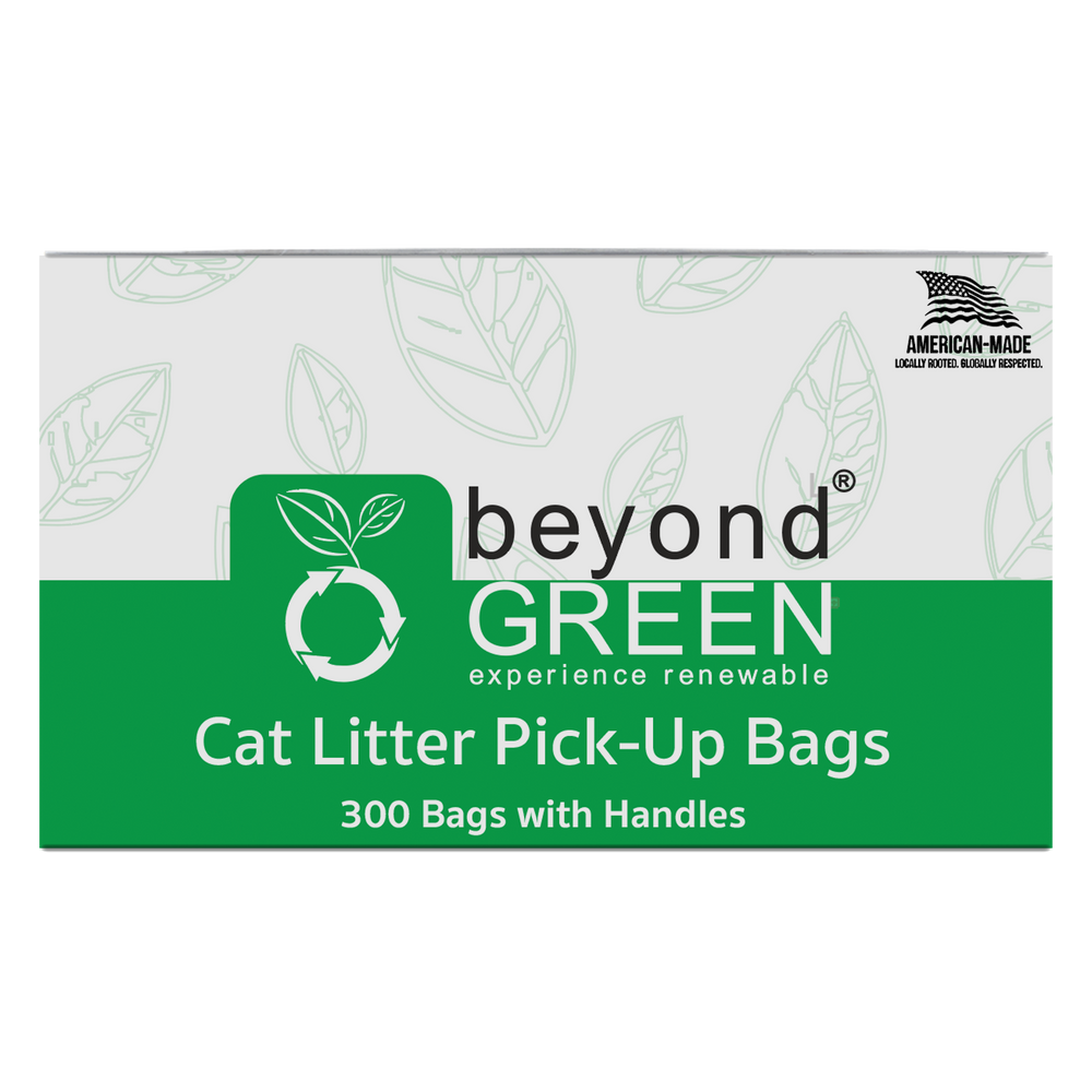 beyondGREEN Cat Litter Bags with Handles – Made in USA, Leak-Resistant & Easy-Tie