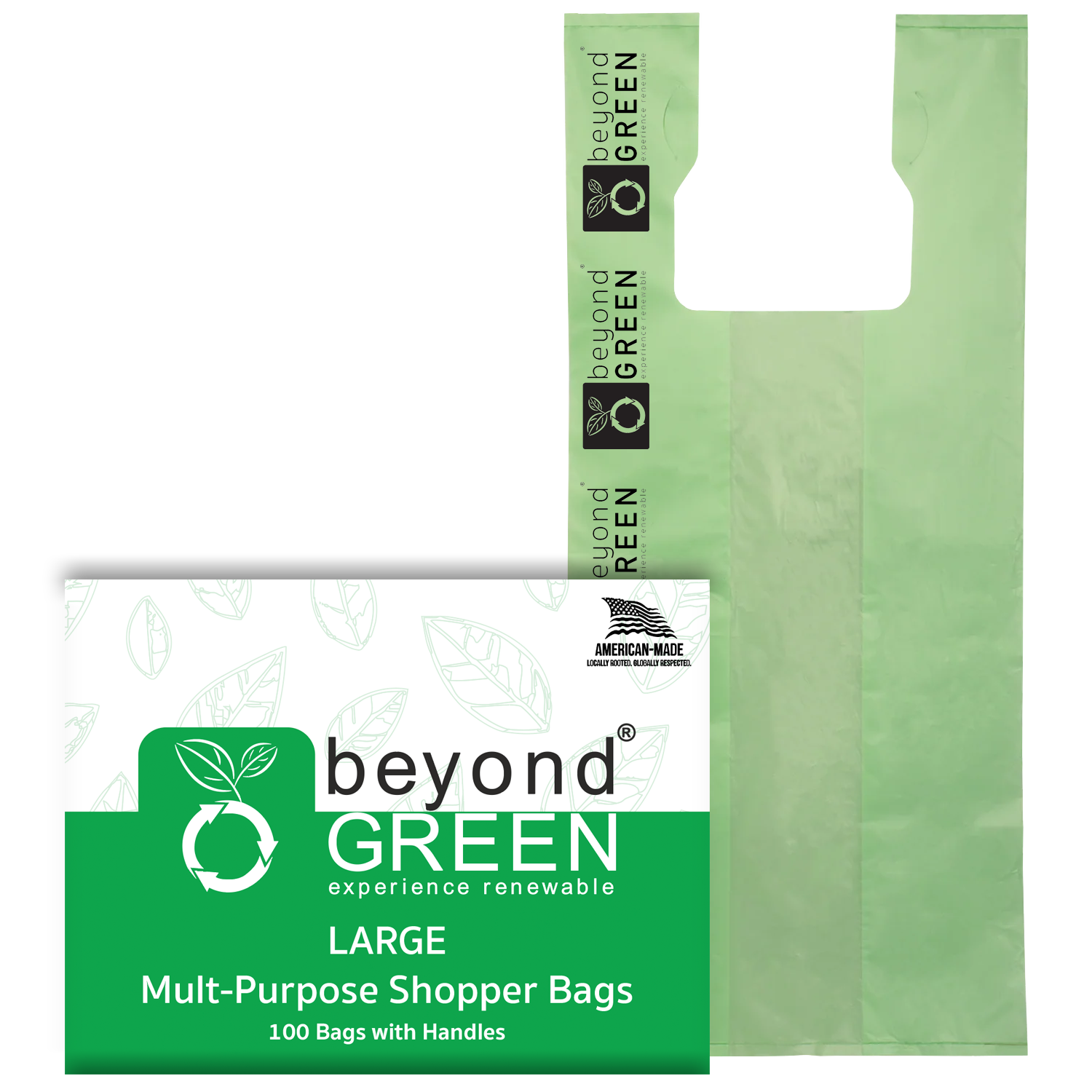 beyondGREEN Large Multi-Purpose Shopper Bags – Made in USA, Tear-Resistant & Leak-Resistant