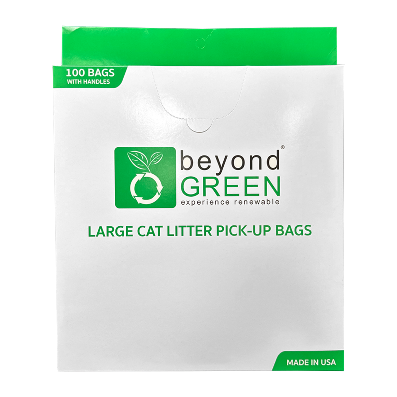 Large Plant-Based Cat Litter Pick-Up Bags with Handles - 100 Bags