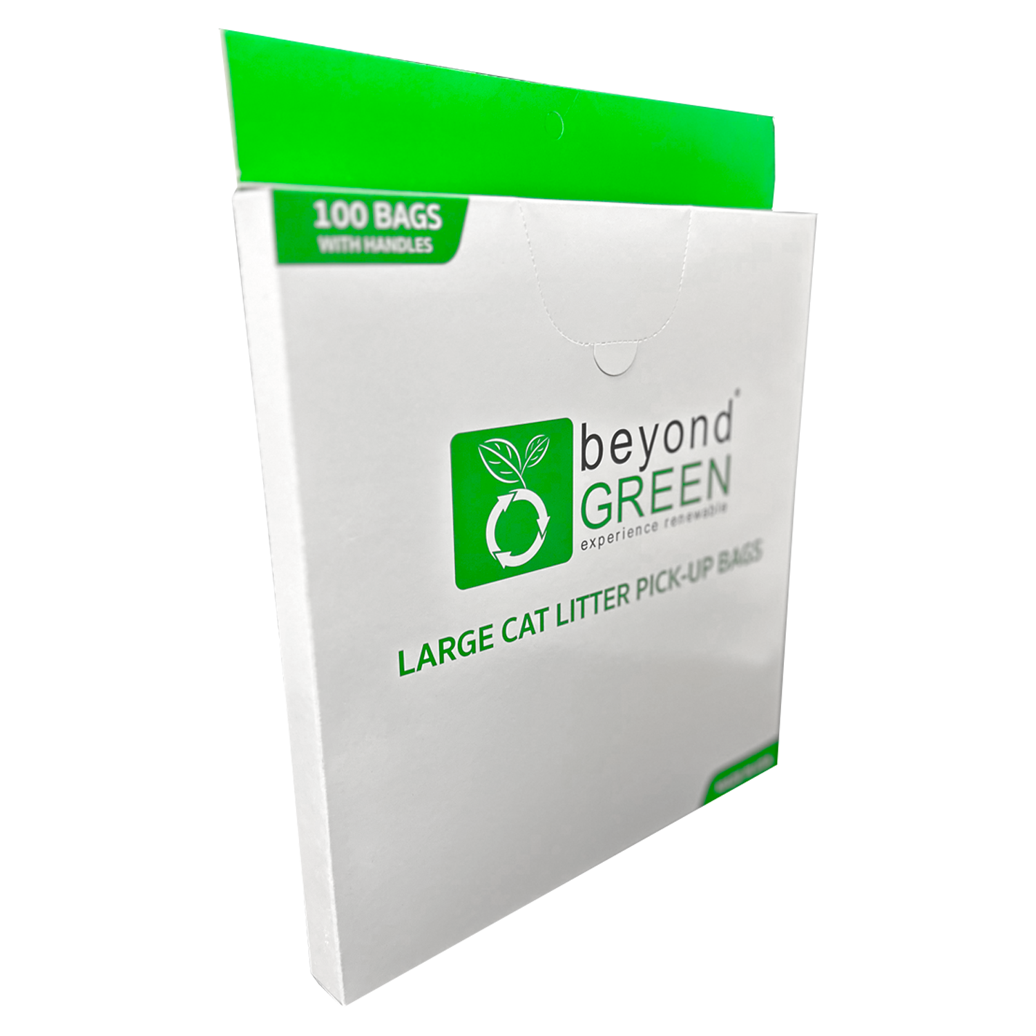 Large Plant-Based Cat Litter Pick-Up Bags with Handles - 100 Bags