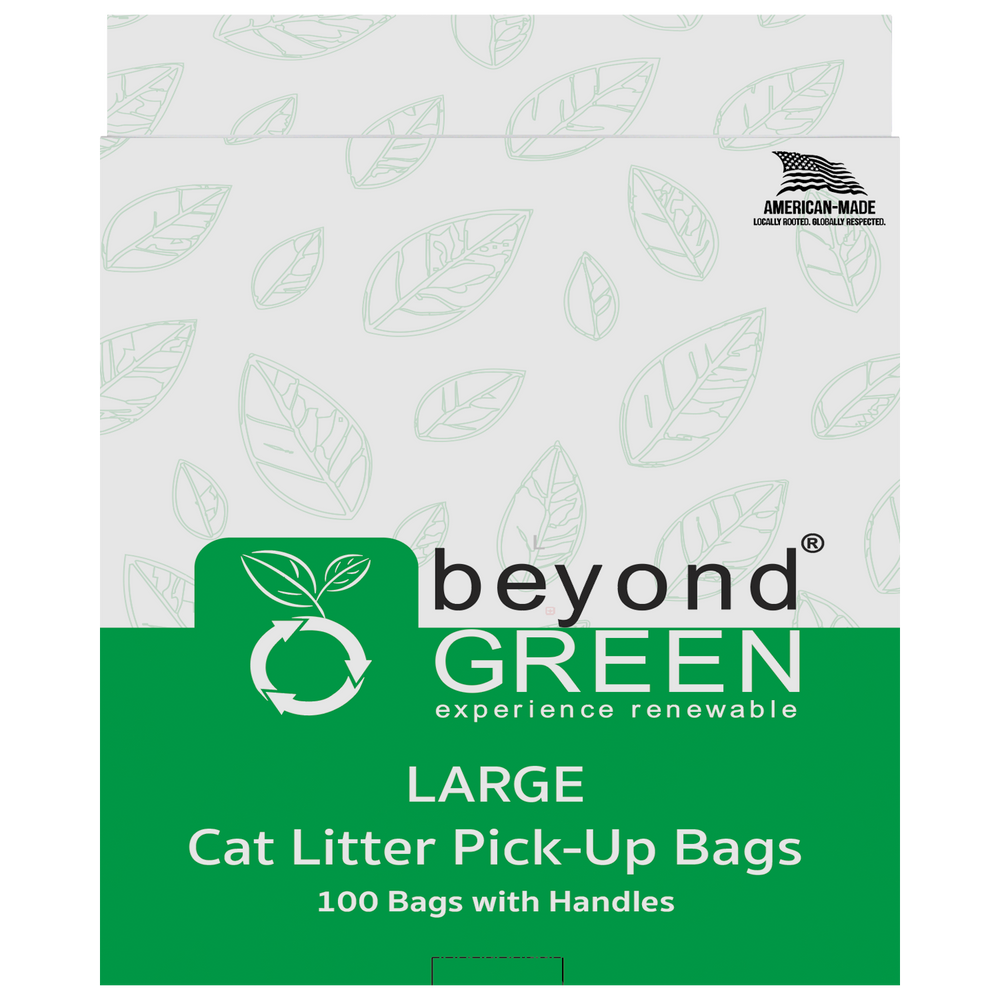 beyondGREEN Cat Litter Bags with Handles – Made in USA, Leak-Resistant & Easy-Tie