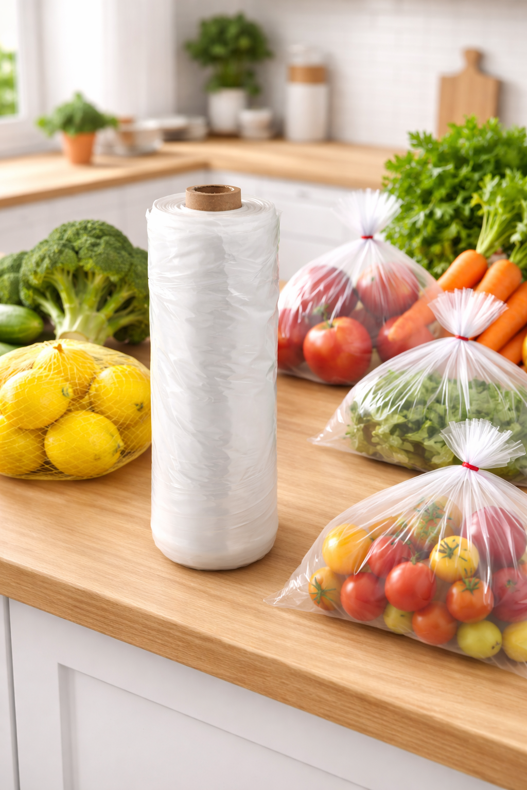 Clear Produce Bags - Roll of 100 Bags - 14" x 17"