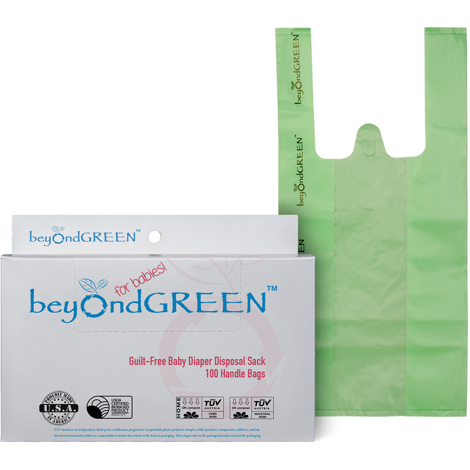 Plant-Based Diaper Disposal Bag with Handles – 100 Bags