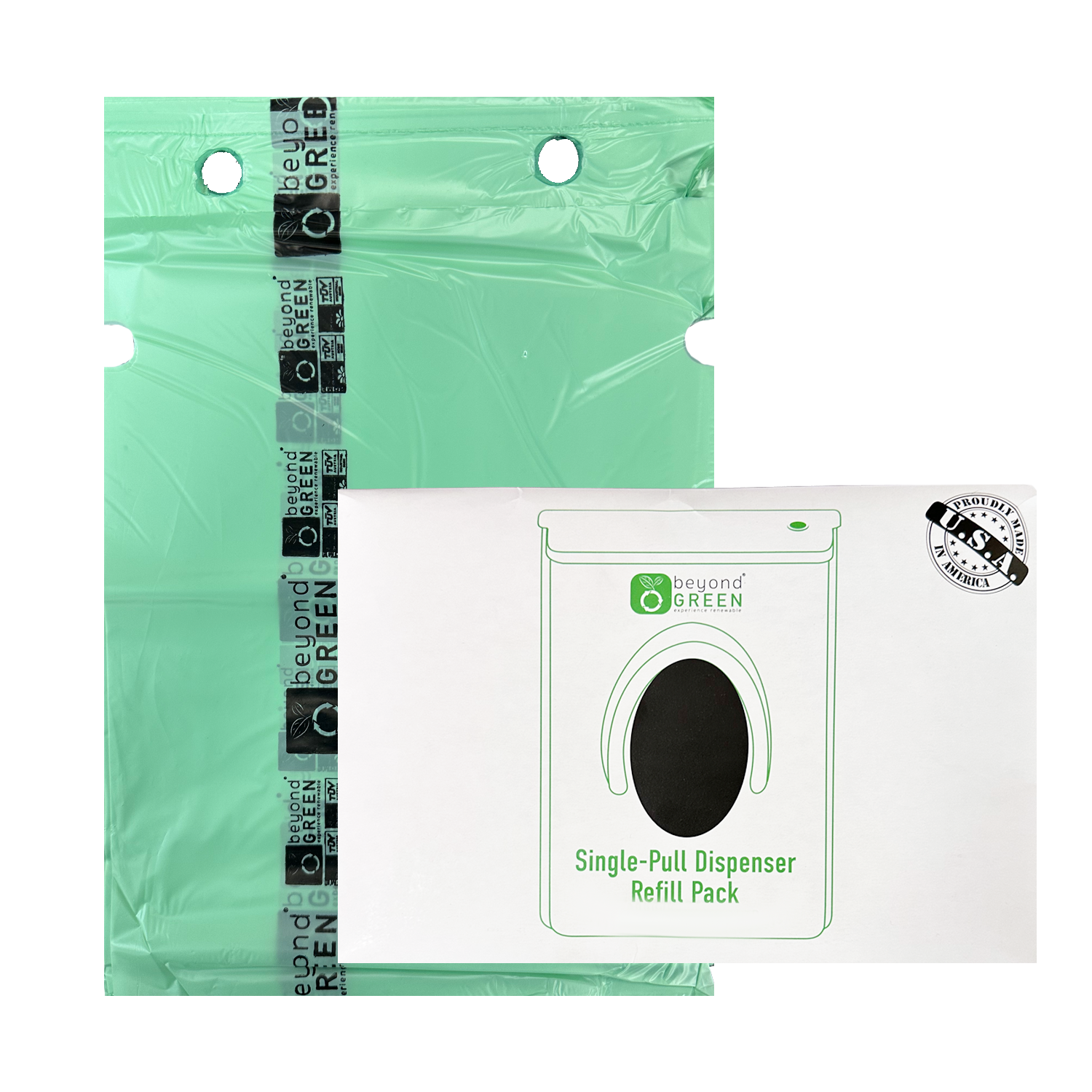 beyondGREEN Dog Waste Bags – Single-Pull Dispenser Refill Pack – Made in USA, Leak-Resistant, One-At-A-Time Dispensing (100 Bags per Pack)