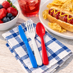 beyondGREEN Assorted Cutlery Pack – 30 Count (Red, White & Blue) – Made in USA, Durable Heavy-Duty Set