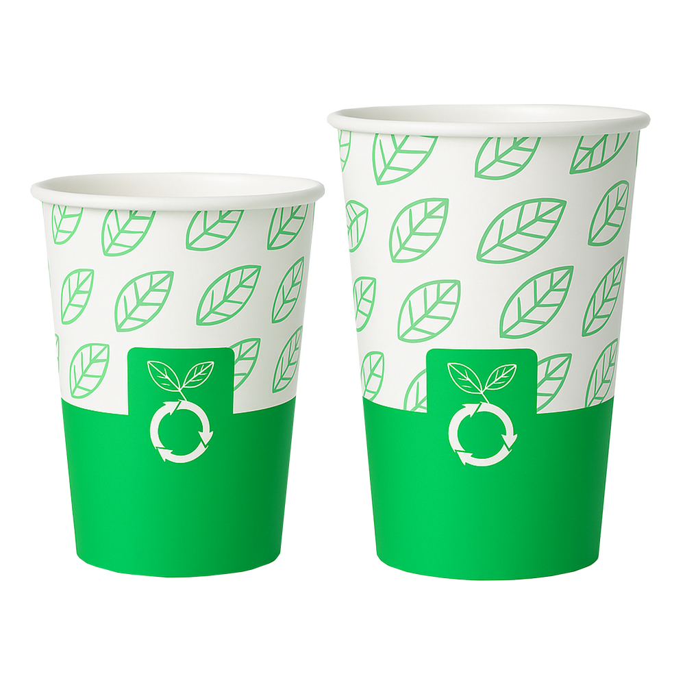 beyondGREEN Aqueous Paper Cups – 12 oz / 16 oz | Hot & Cold Use | Made in USA | 25 CT