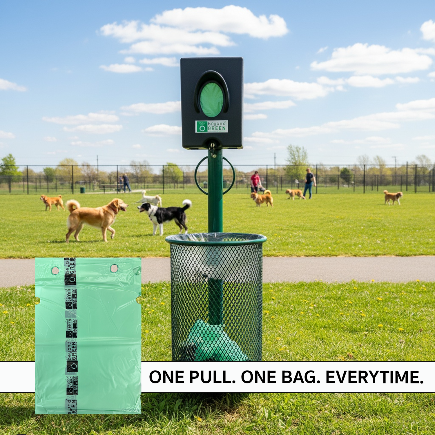 beyondGREEN Dog Waste Bags – Single-Pull Dispenser Refill Pack – Made in USA, Leak-Resistant, One-At-A-Time Dispensing (100 Bags per Pack)