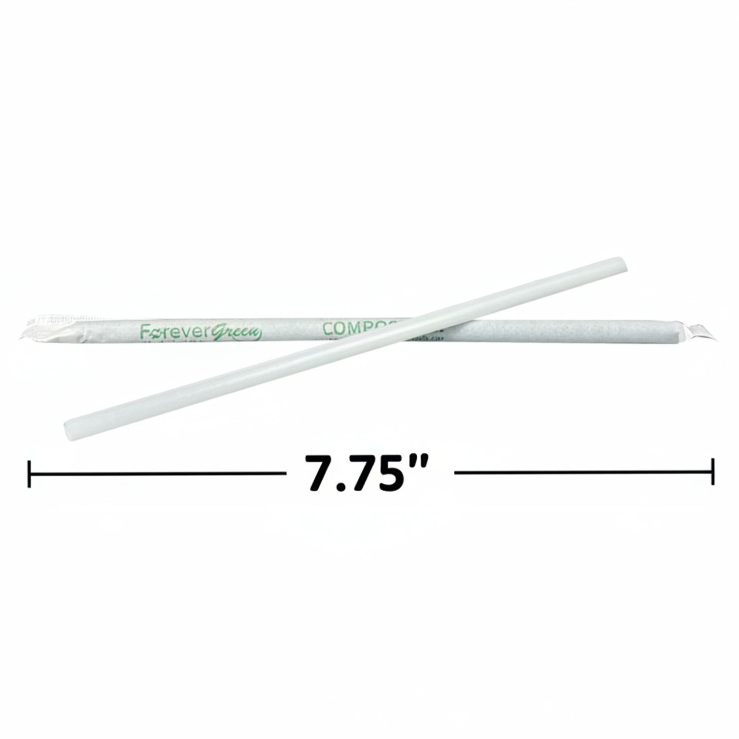 Wrapped 7.75'' x 0.24'' Compostable White Jumbo Drinking Straws - 2,500 Count