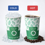 beyondGREEN Aqueous Paper Cups – 12 oz / 16 oz | Hot & Cold Use | Made in USA | 25 CT