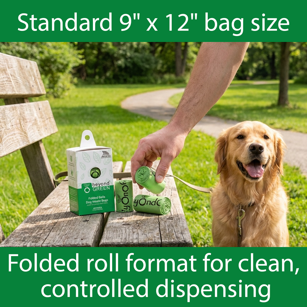 Dog Waste Bags – Green Folded Rolls (Multi-Pack Sizes)