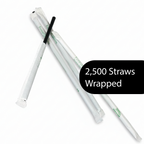 Wrapped 7.75'' x 0.24'' Compostable Black Jumbo Drinking Straws - 2,500 Count