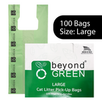 Large Green Cat Litter Bags – 10" x 20" with 7" Gusset & Handles – Made in USA