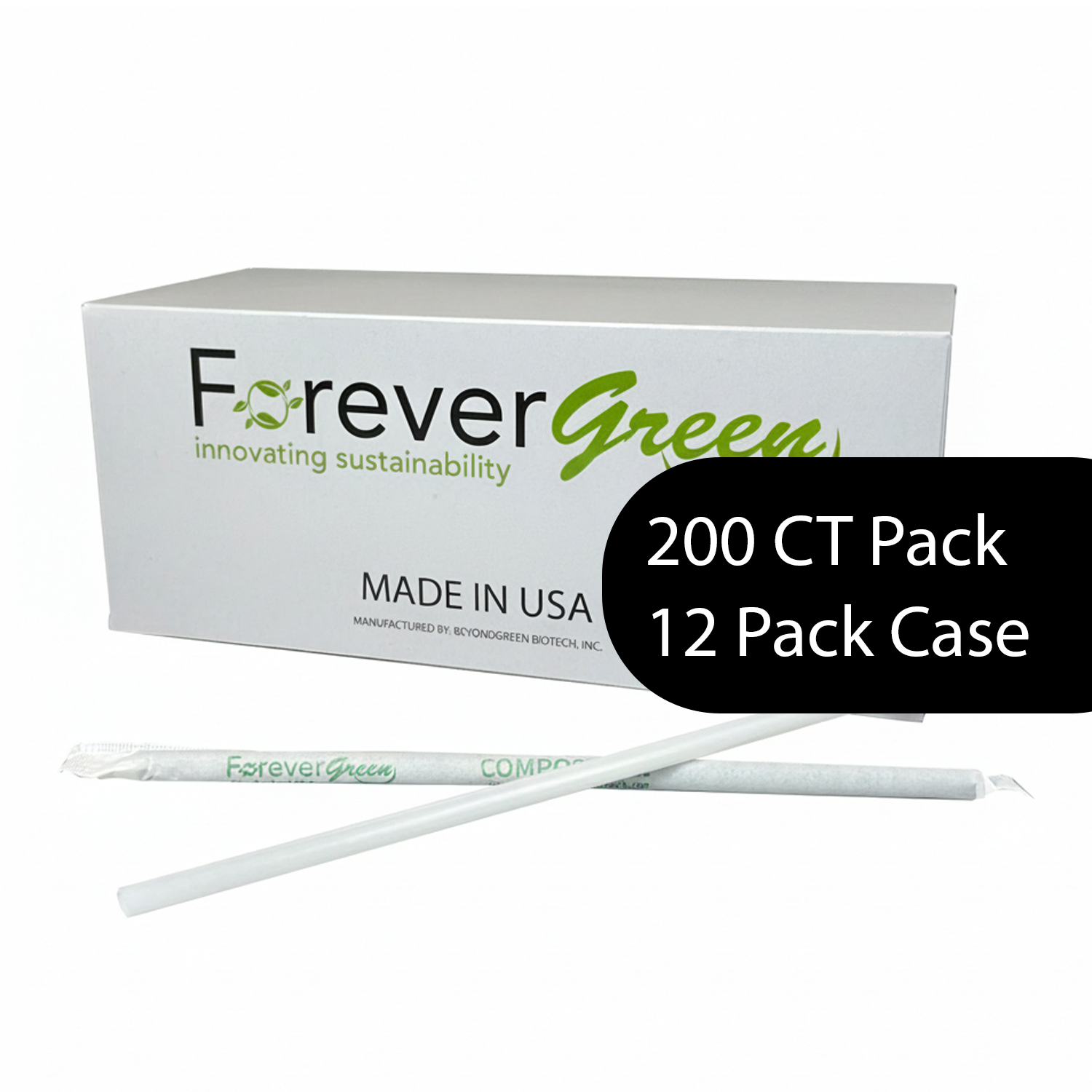 Wrapped 7.75'' x 0.24'' Compostable White Jumbo Drinking Straws - 200 Count (Case of 12)