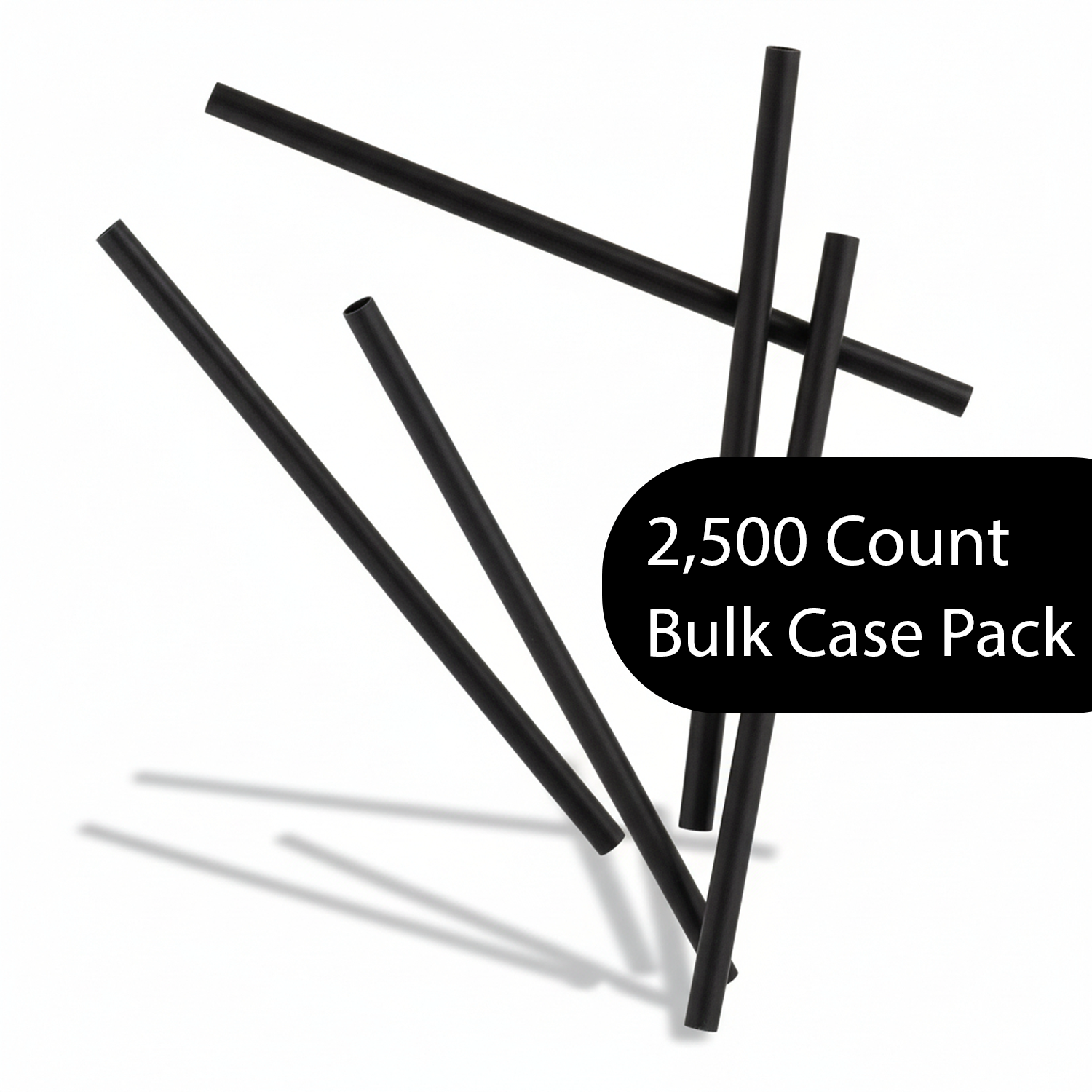 Cocktail Drinking Straws Bulk Pack – Black Unwrapped Cocktail Straws - 2,500 Count