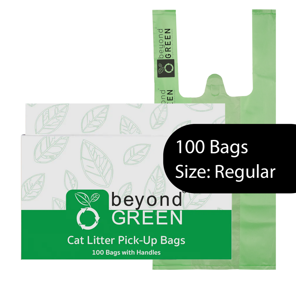 Green Cat Litter Bags – 8" x 16" with 5" Gusset & Handles – Made in USA