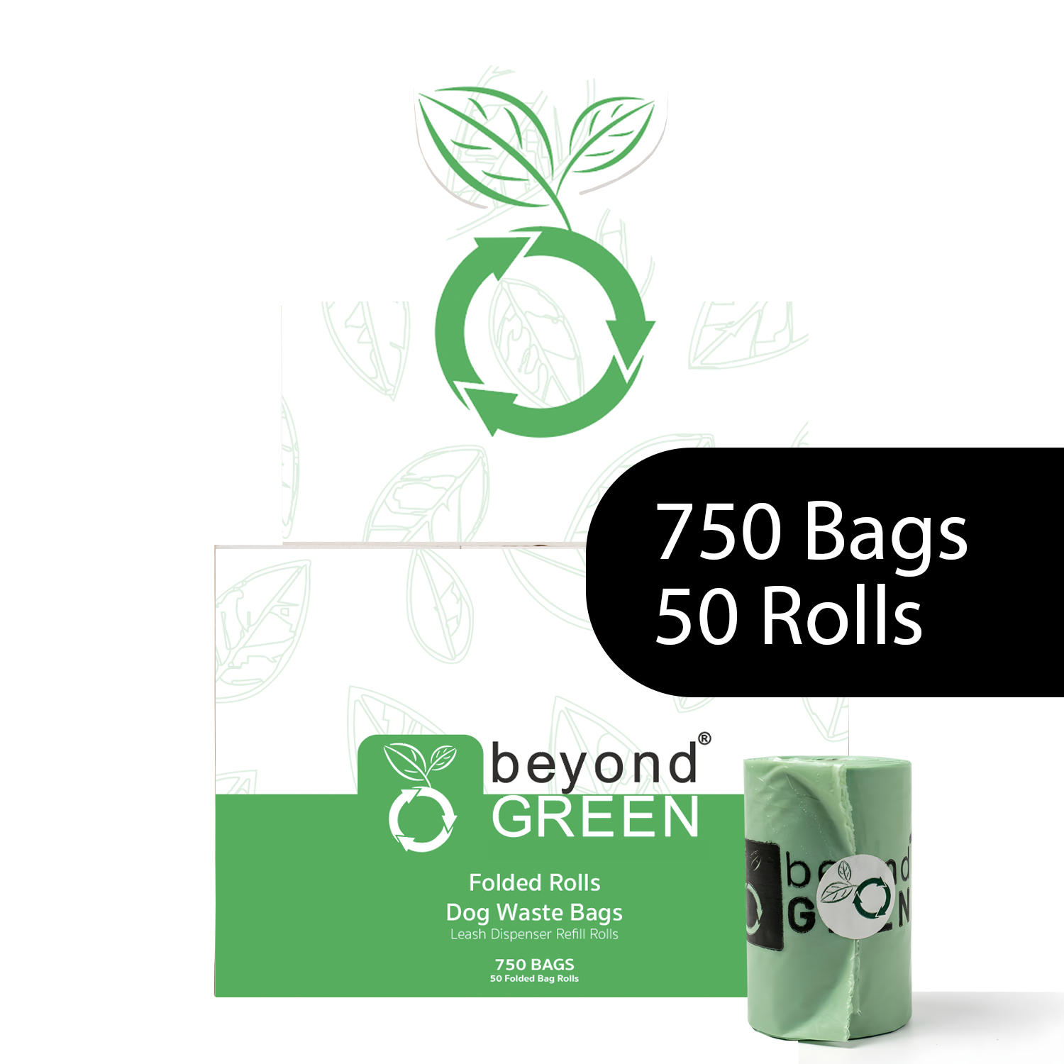 Green Dog Poop Bags – Folded Rolls 9" x 12" - Made in USA