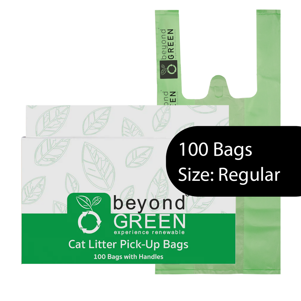 beyondGREEN Cat Litter Bags with Handles – Made in USA, Leak-Resistant & Easy-Tie