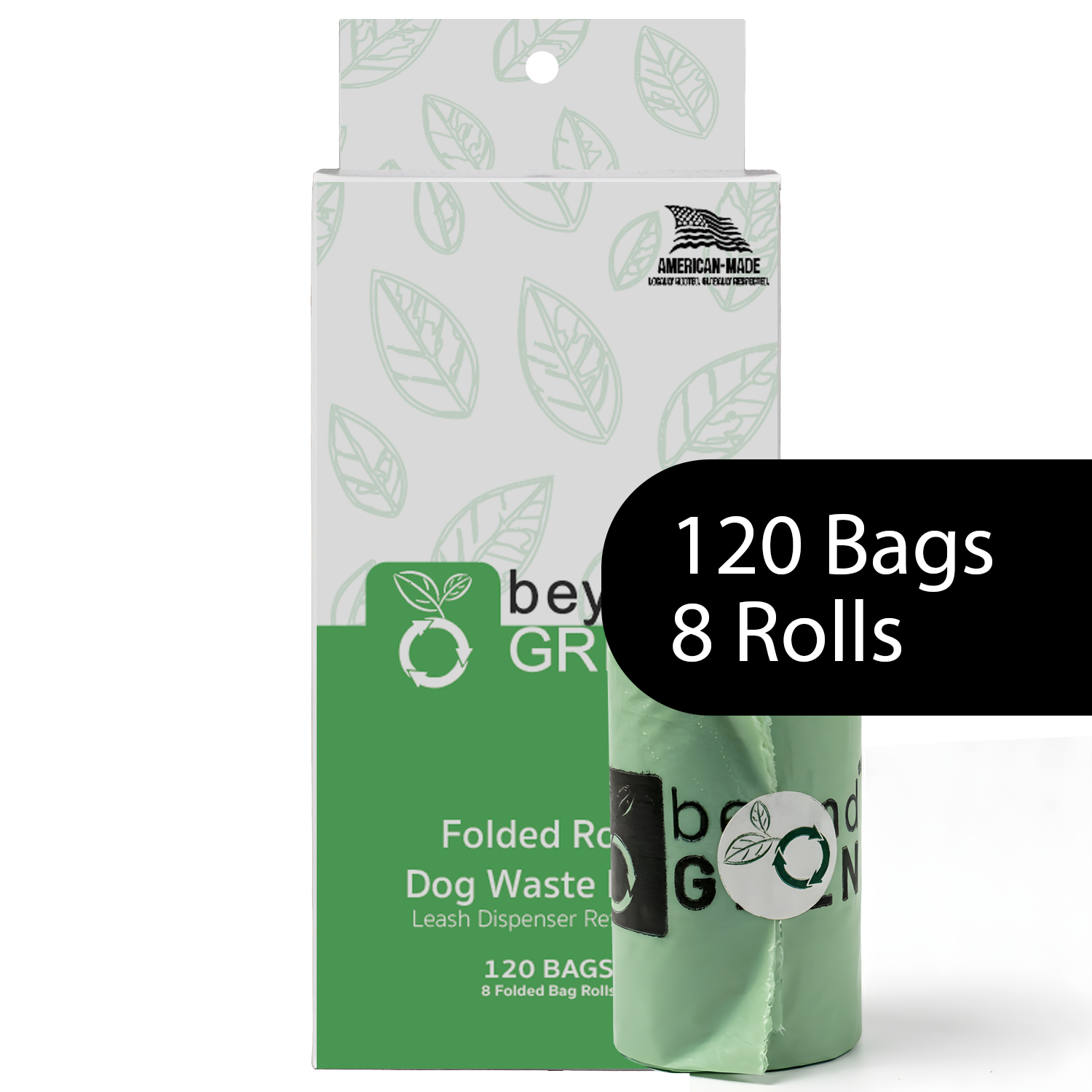 Green Dog Poop Bags – Folded Rolls 9" x 12" - Made in USA