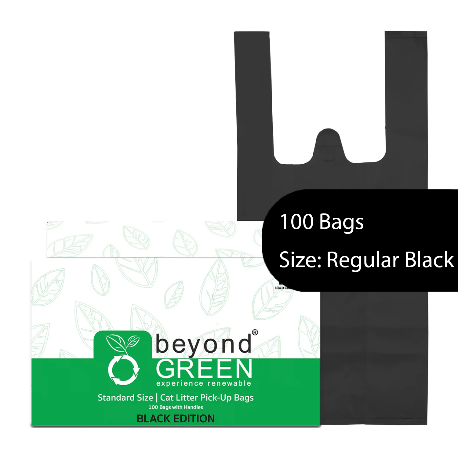 beyondGREEN Cat Litter Bags with Handles – Made in USA, Leak-Resistant & Easy-Tie