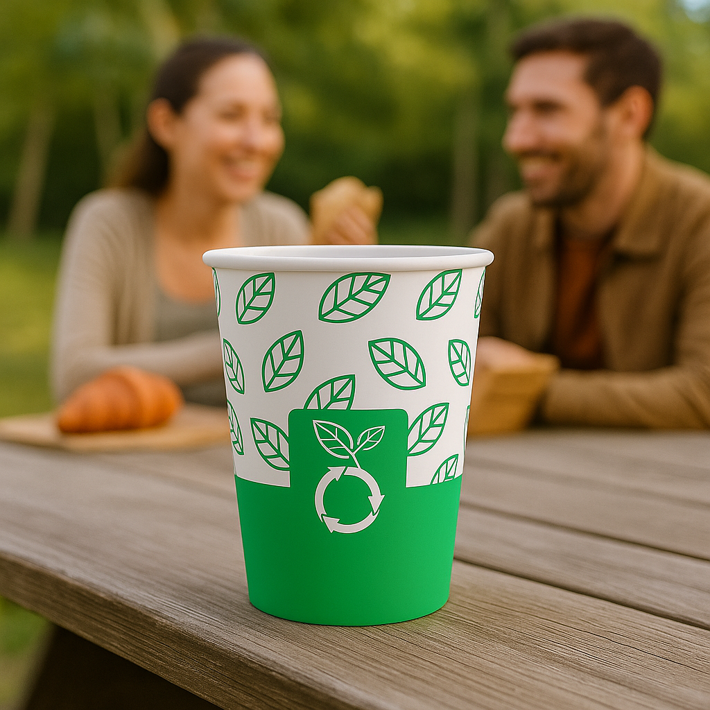beyondGREEN Aqueous Paper Cups – 12 oz / 16 oz | Hot & Cold Use | Made in USA | 25 CT