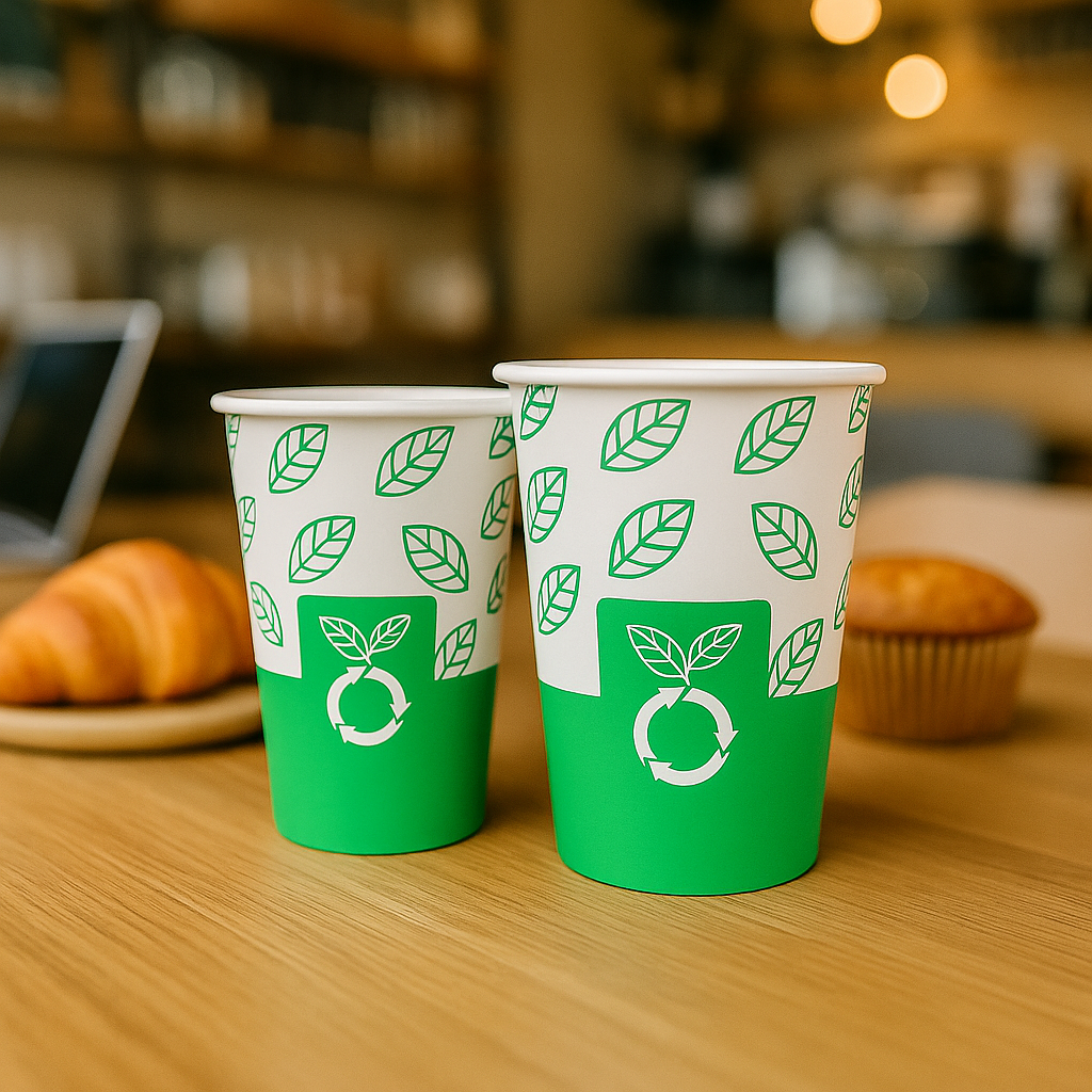 beyondGREEN Aqueous Paper Cups – 12 oz / 16 oz | Hot & Cold Use | Made in USA | 25 CT