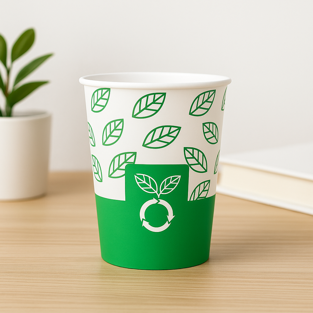 beyondGREEN Aqueous Paper Cups – 12 oz / 16 oz | Hot & Cold Use | Made in USA | 25 CT