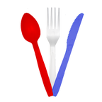 beyondGREEN Assorted Cutlery Pack – 30 Count (Red, White & Blue) – Made in USA, Durable Heavy-Duty Set