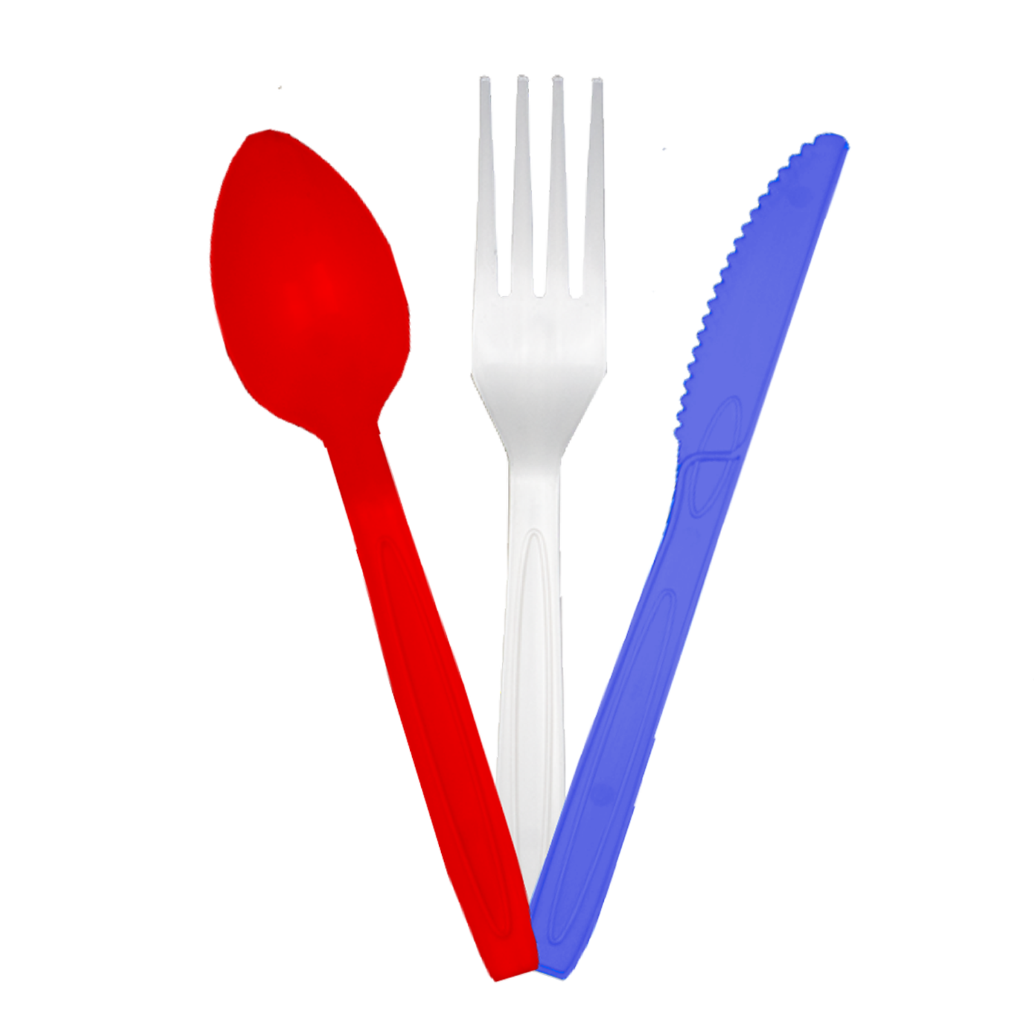beyondGREEN Assorted Cutlery Pack – 30 Count (Red, White & Blue) – Made in USA, Durable Heavy-Duty Set