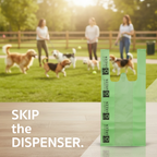 Green Dog Waste Bags – 8" x 16" with 5" Gusset & Handles – Made in USA