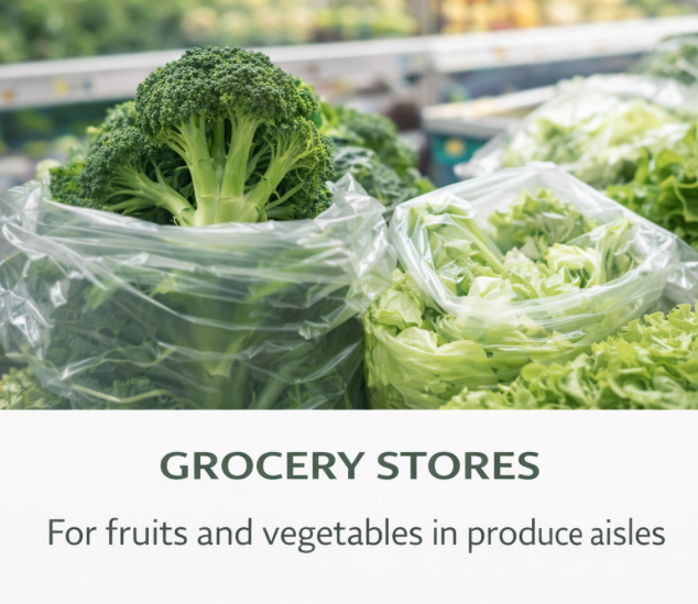 Clear Produce Bags - Roll of 100 Bags - 14" x 17"