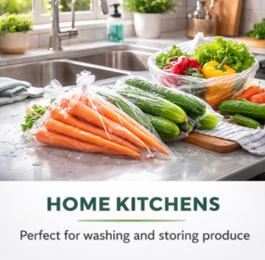 Clear Produce Bags - Roll of 100 Bags - 14" x 17"