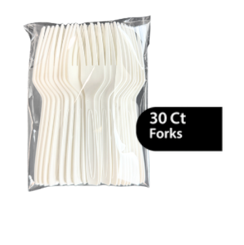 beyondGREEN Forks (White) – 30 Count Made in USA, Durable Heavy-Duty Set