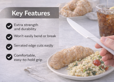 beyondGREEN Knives (White) – 30 Count Made in USA, Durable Heavy-Duty Set