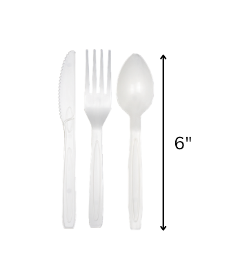 beyondGREEN Assorted Cutlery Pack – 30 Count (White) – Made in USA, Durable Heavy-Duty Set